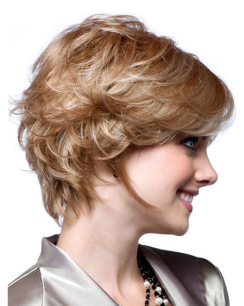 Blonde Wavy Short Monofilament Synthetic Women Wigs