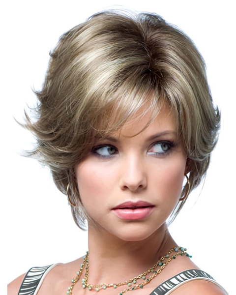 Blonde Wavy Short Monofilament Synthetic Women Wigs