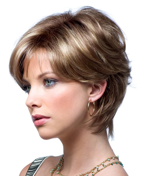 Blonde Wavy Short Monofilament Synthetic Women Wigs