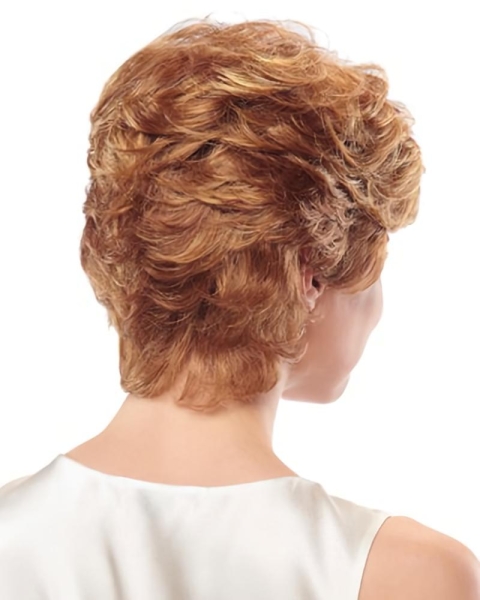 Sleek Auburn Layered Wavy Short Capless Synthetic Women Wigs