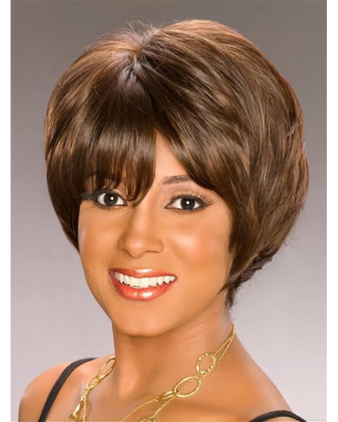 Beautiful Brown Wavy Short Capless Synthetic African American Women Wigs