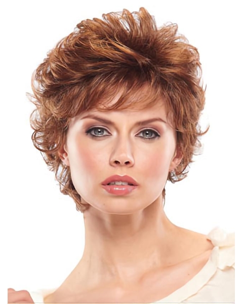 High Quality Auburn Wavy Short Capless Classic Synthetic Women Wigs