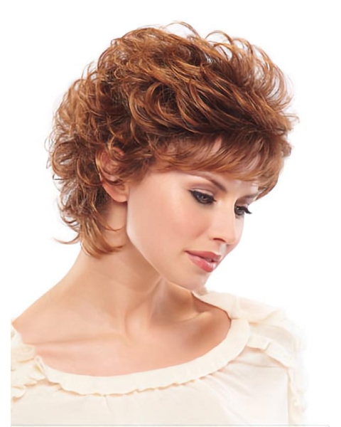 High Quality Auburn Wavy Short Capless Classic Synthetic Women Wigs