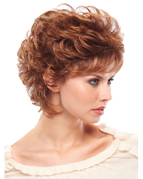 High Quality Auburn Wavy Short Capless Classic Synthetic Women Wigs