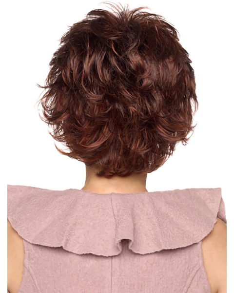 Impressive Auburn Boycuts Wavy Short  Lace Front Synthetic Women Wigs