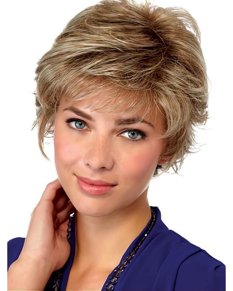 Blonde Wavy  Short  Monofilament Synthetic Unique Women Wigs