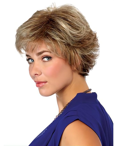 Blonde Wavy  Short  Monofilament Synthetic Unique Women Wigs