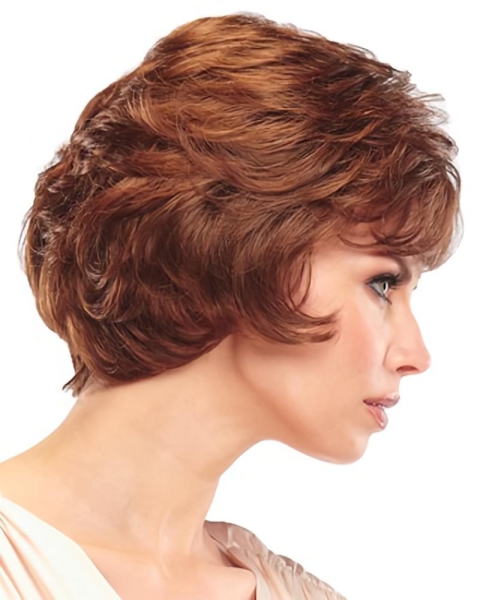 Popular Auburn Wavy Short Capless Classic Synthetic Women Wigs