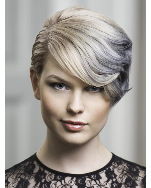 Young Fashion Silver Vintage waves Short Lace Front Synthetic Women Wigs