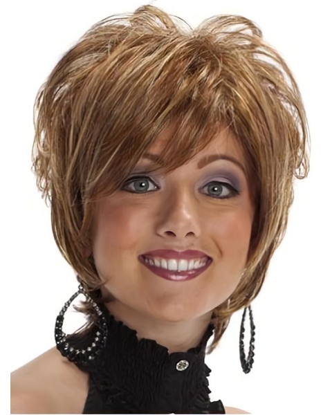 High Quality Brown Wavy Short Capless Synthetic Women Wigs