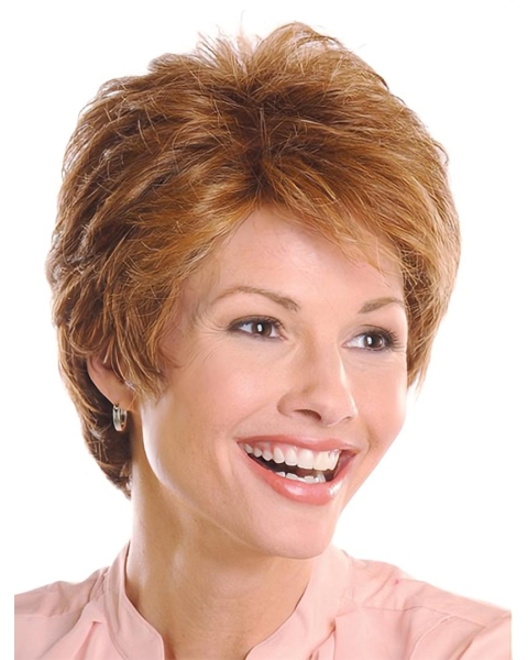  No-fuss Layered Wavy Short Monofilament Synthetic Women Wigs