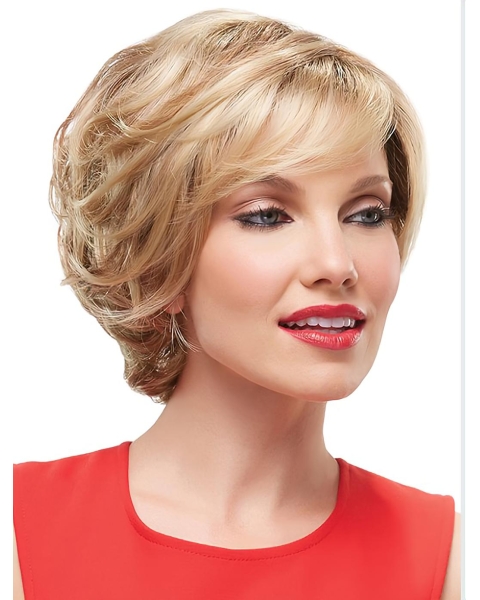 Blonde Wavy Short Monofilament Synthetic Women Wigs