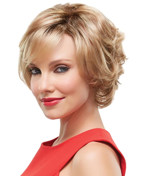 Blonde Wavy Short Monofilament Synthetic Women Wigs