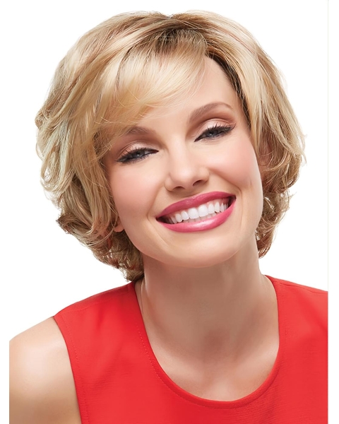 Blonde Wavy Short Monofilament Synthetic Women Wigs