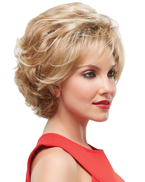 Blonde Wavy Short Monofilament Synthetic Women Wigs