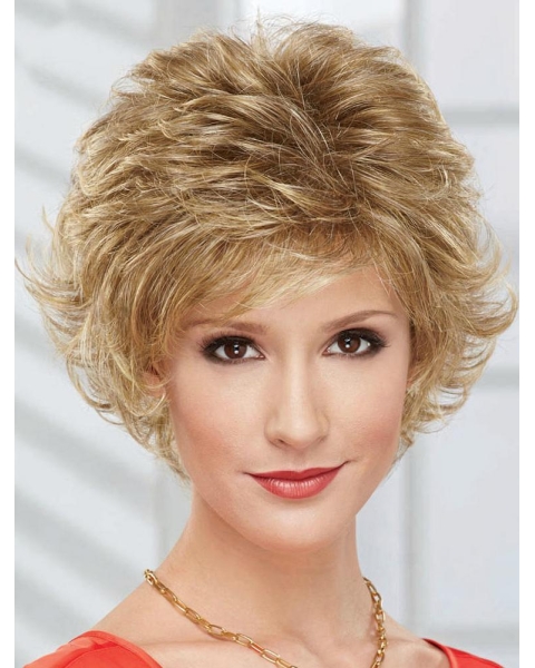 Wonderful Short Wavy Blonde Layered Capless Fantastic Synthetic Women Wigs