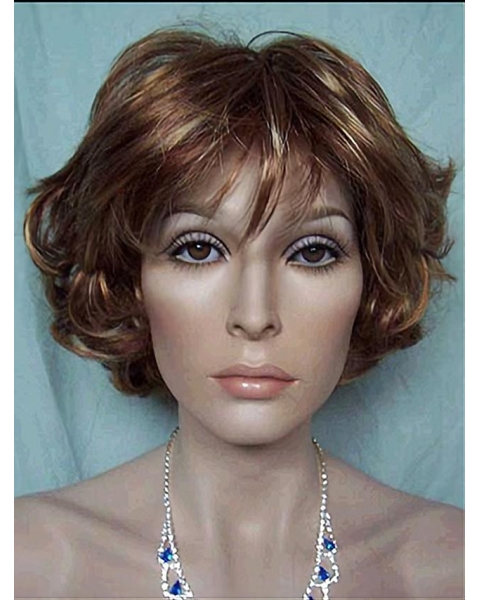 Faddish Wavy Short With Bangs Lace Front Synthetic Women Wigs