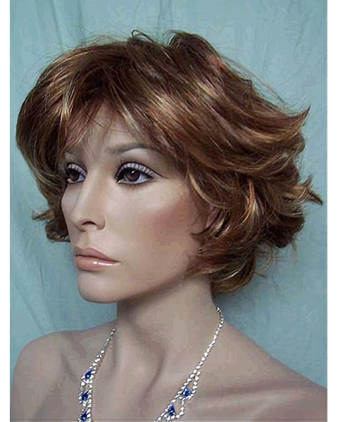 Faddish Wavy Short With Bangs Lace Front Synthetic Women Wigs