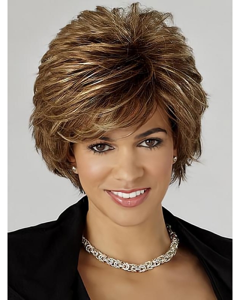 Easy Brown Wavy Short Capless Classic Synthetic Women Wigs