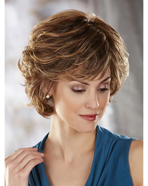 Good Auburn Wavy Short Capless Classic Synthetic Women Wigs