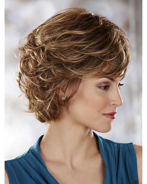 Good Auburn Wavy Short Capless Classic Synthetic Women Wigs