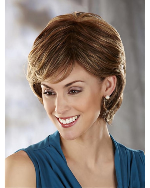 Good Auburn Wavy Short Capless Classic Synthetic Women Wigs