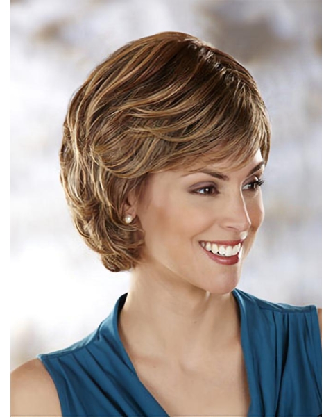 Good Auburn Wavy Short Capless Classic Synthetic Women Wigs