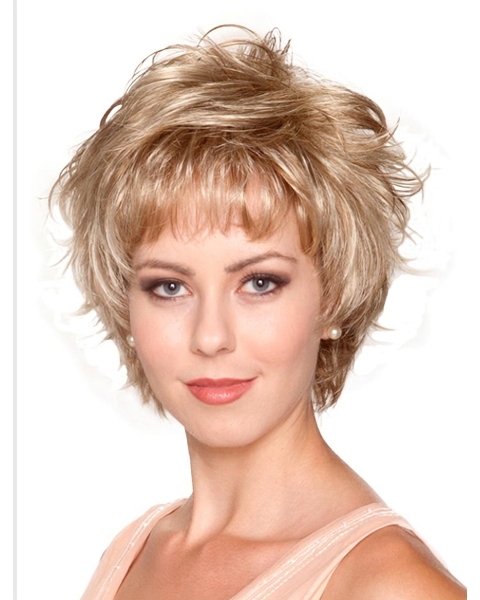 Fashion Blonde Wavy Short Capless Synthetic Women Wigs