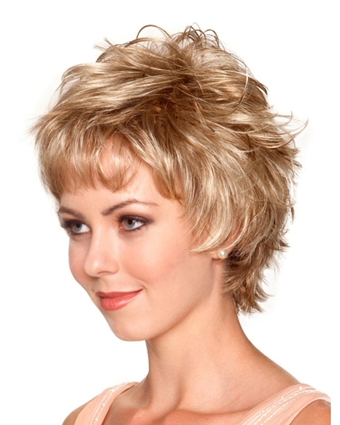 Fashion Blonde Wavy Short Capless Synthetic Women Wigs