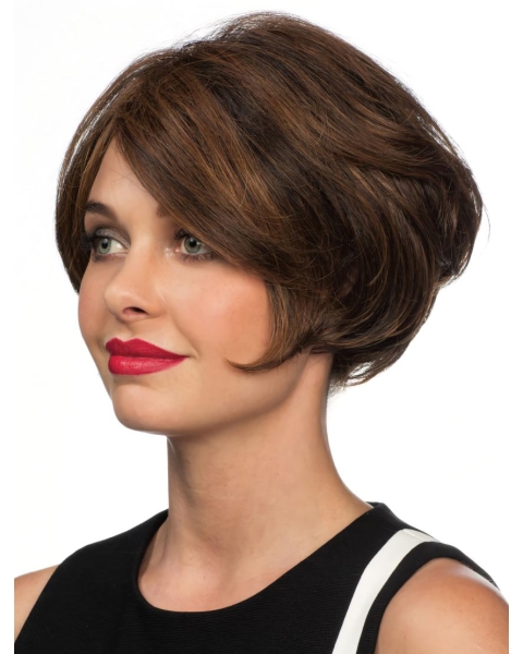 Fantastic Brown Wavy Short Mono filament Fabulous Synthetic Women Wigs