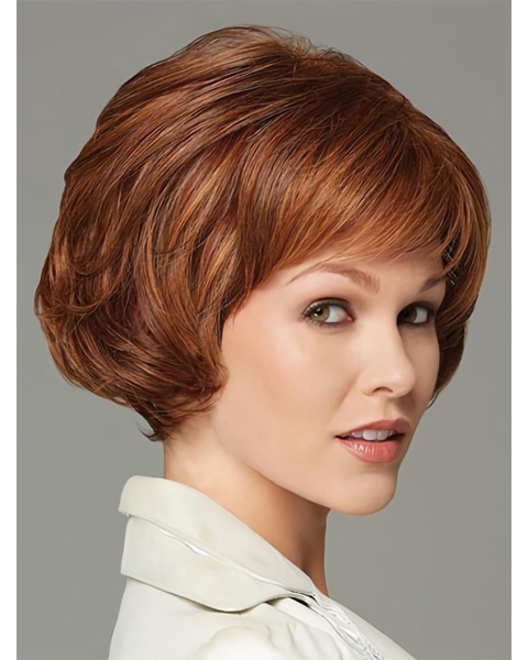 Easy Auburn Wavy Short Capless Classic Synthetic Women Wigs