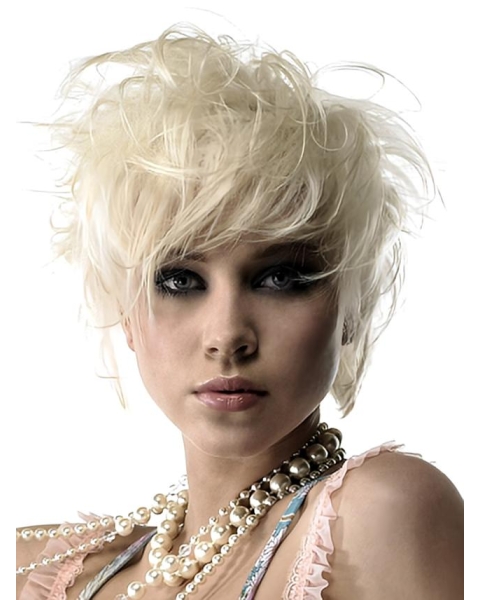 Young Fashion Short Platinum Blonde  Lace Front Human Hair Women Wigs