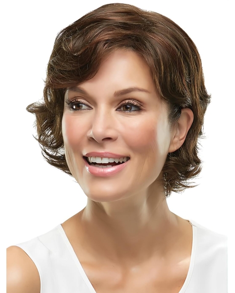  Modern Layered Wavy Short Monofilament Synthetic Women Wigs