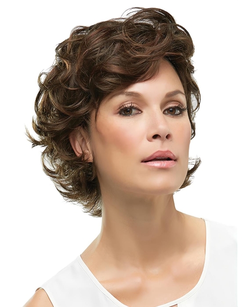  Modern Layered Wavy Short Monofilament Synthetic Women Wigs