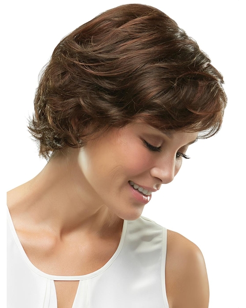  Modern Layered Wavy Short Monofilament Synthetic Women Wigs