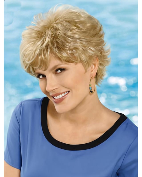 So Great Short Wavy Blonde Layered Capless Beautiful Synthetic Women Wigs