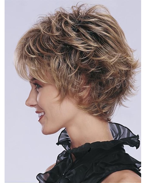 Blonde Wavy Short Capless Synthetic Comfortable  Women Wigs