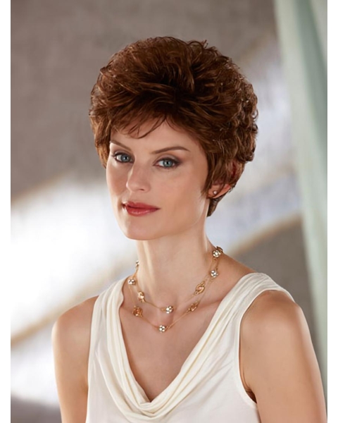 Ideal Auburn Wavy Short Capless Classic Synthetic Women Wigs