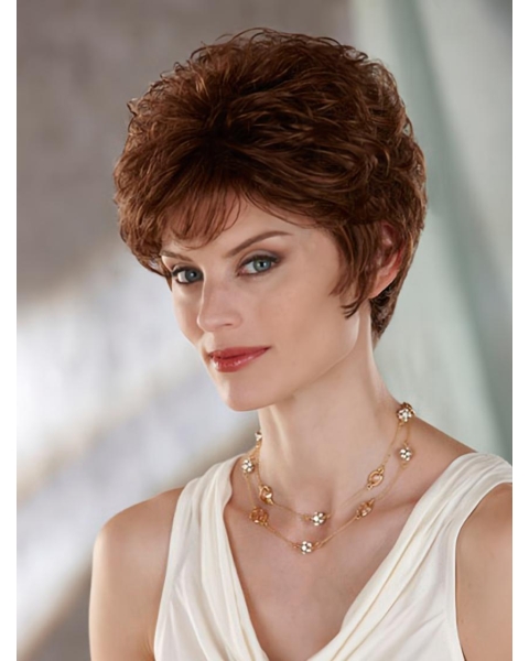 Ideal Auburn Wavy Short Capless Classic Synthetic Women Wigs