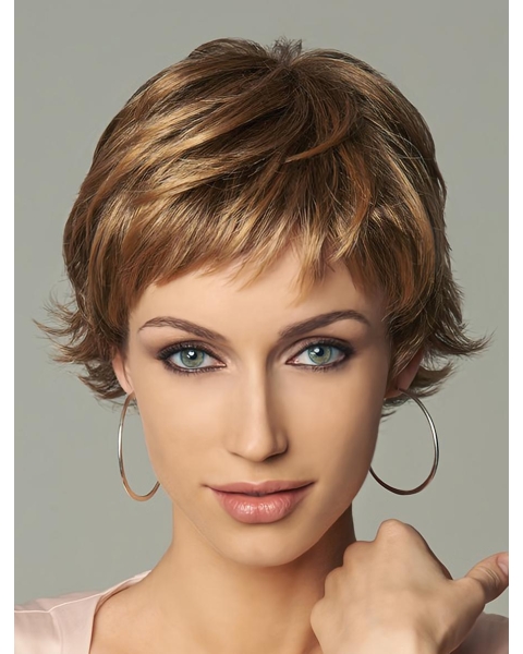 Blonde Wavy Short Monofilament Synthetic Women Wigs