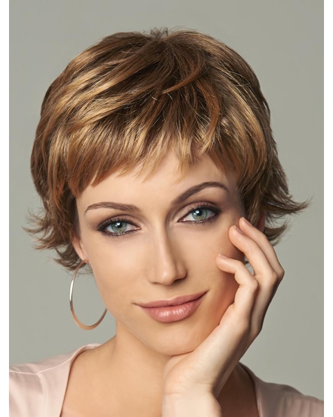 Blonde Wavy Short Monofilament Synthetic Women Wigs