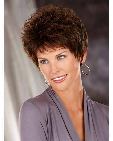 Graceful Brown Wavy Short Capless Classic Synthetic Women Wigs