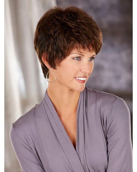 Graceful Brown Wavy Short Capless Classic Synthetic Women Wigs