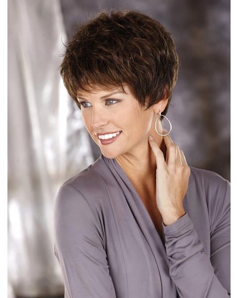 Graceful Brown Wavy Short Capless Classic Synthetic Women Wigs