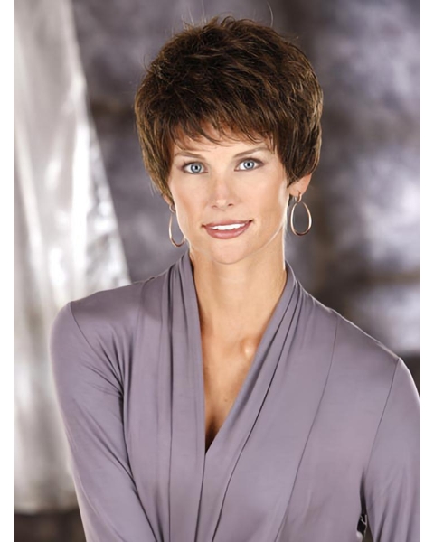 Graceful Brown Wavy Short Capless Classic Synthetic Women Wigs