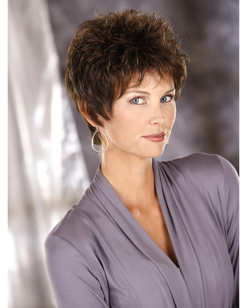 Graceful Brown Wavy Short Capless Classic Synthetic Women Wigs