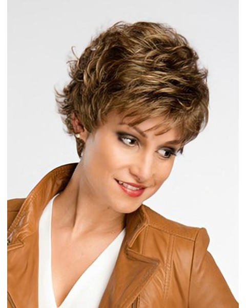 Fabulous Short Wavy Blonde Monofilament Classic Popular Synthetic Women Wigs