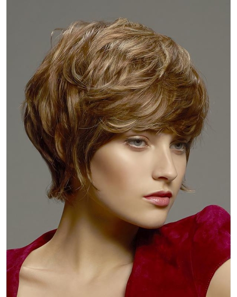 Wonderful Blonde Short Wavy Boycuts Capless Fantastic Synthetic Women Wigs