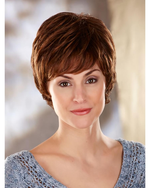 Wholesome Brown Wavy Short Capless Classic Synthetic Women Wigs