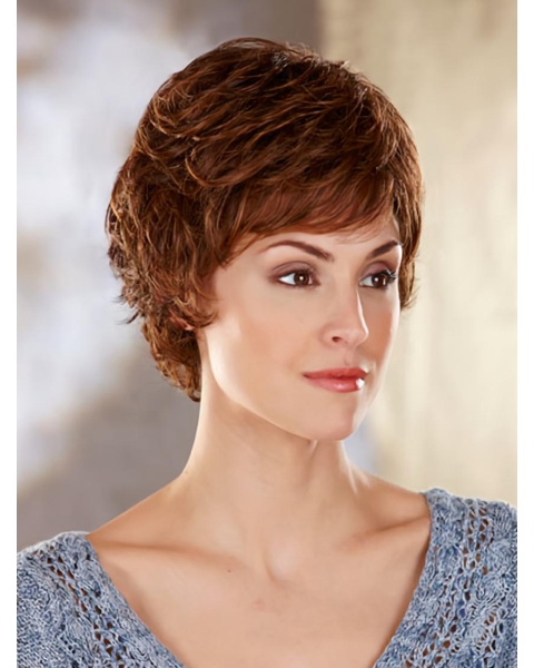 Wholesome Brown Wavy Short Capless Classic Synthetic Women Wigs